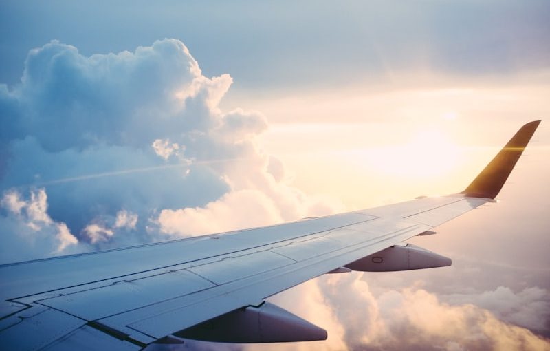 An airplane in flight demonstrating aerodynamic lift principles